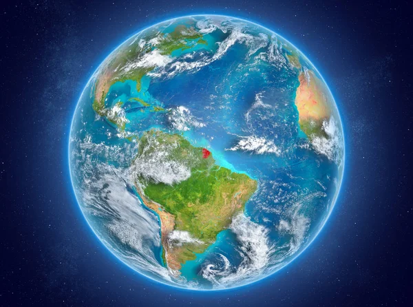 Gujana Francuska na planecie Ziemia w kosmosie — Zdjęcie stockowe