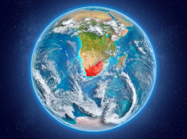 在太空中的地球上的南非 — 图库照片