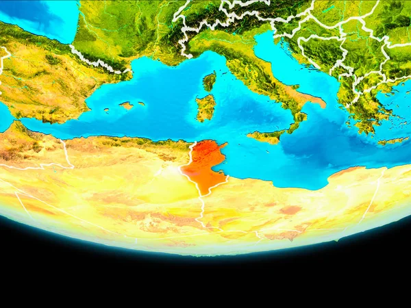 Tunézia műholdképe — Stock Fotó