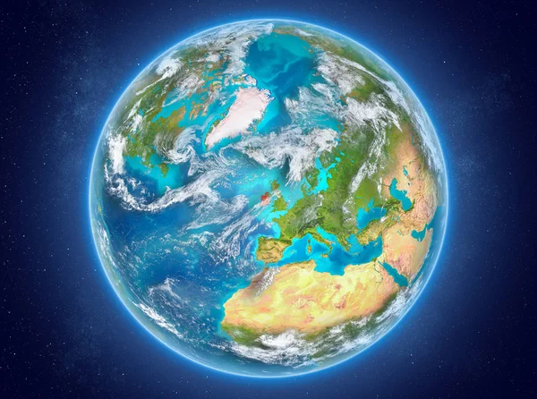 Ierland op de planeet aarde in de ruimte — Stockfoto