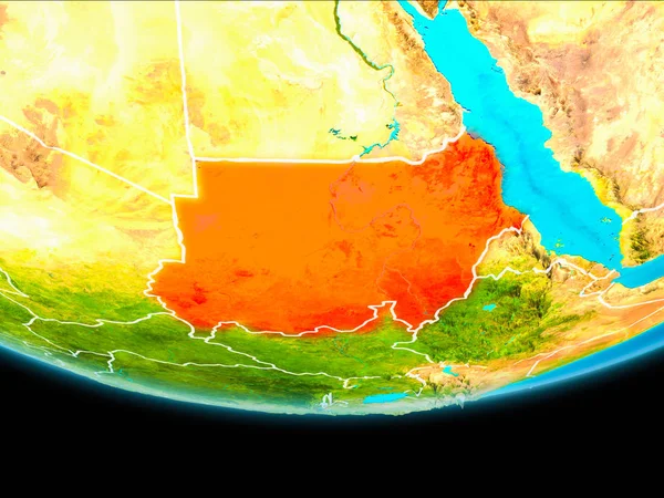 Vista satélite do Sudão — Fotografia de Stock