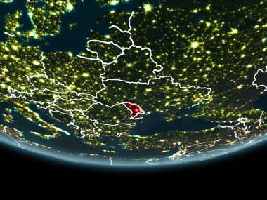 Moldova gece uzaydan yeryüzündeki