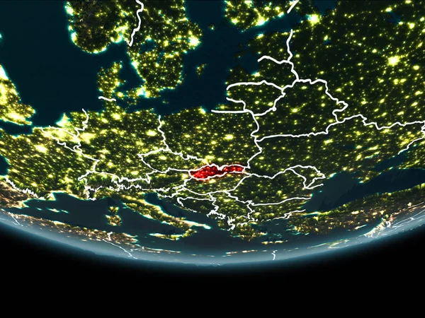 Slovensko na zemi z vesmíru v noci — Stock fotografie