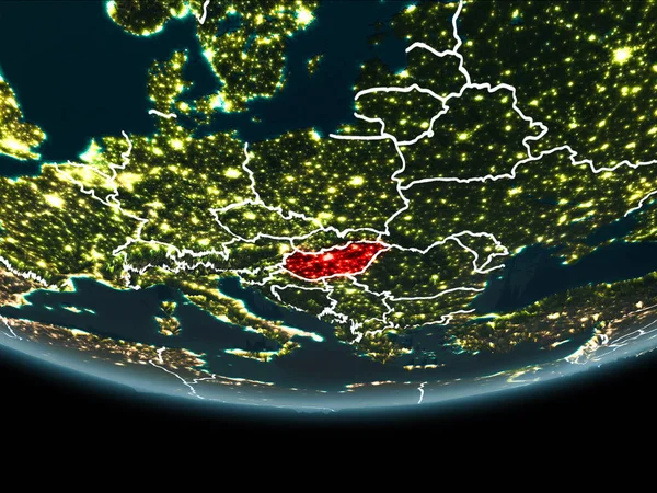 Угорщина на землі з космосу вночі — стокове фото
