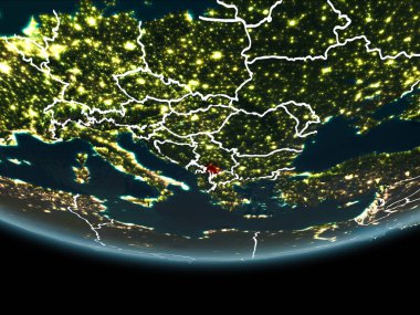 Gece uzaydan yeryüzündeki Kosova