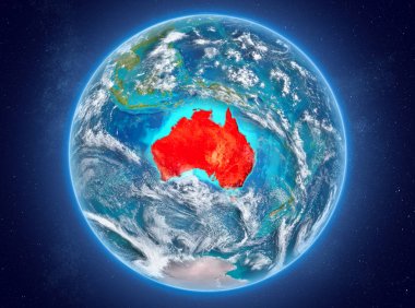 Planet Earth uzayda Avustralya