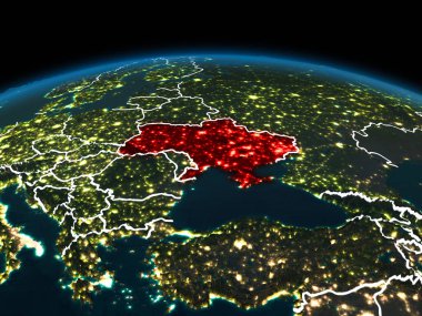 Ukrayna geceleri yeryüzünde