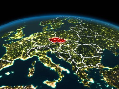 Çek Cumhuriyeti gece yeryüzünde
