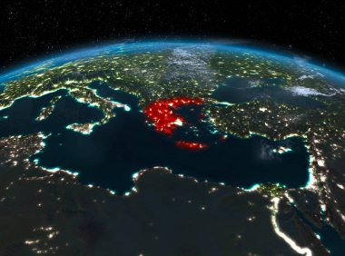 Yunanistan gece uzaydan