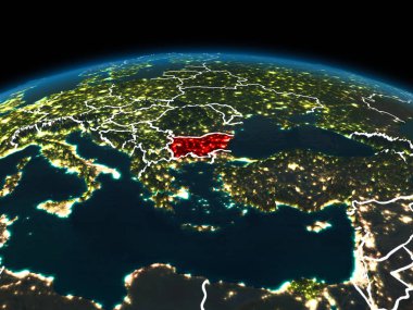 Bulgaristan gece yeryüzünde