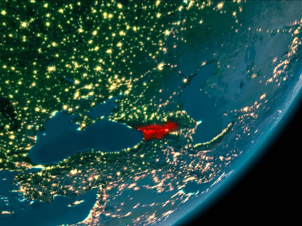 Грузия из космоса ночью — стоковое фото