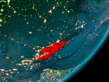 Kırgızistan gece uzaydan