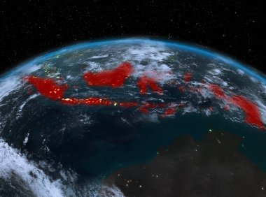 Endonezya gece uzaydan