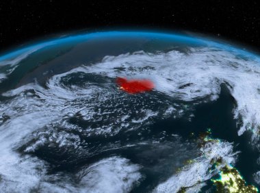 İzlanda gece uzaydan