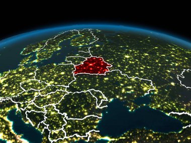 Beyaz Rusya gece yeryüzünde