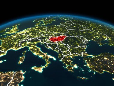 Macaristan gece yeryüzünde