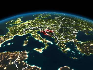 Hırvatistan gece yeryüzünde