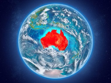 Planet Earth uzayda Avustralya