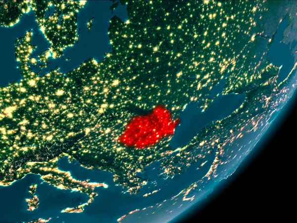 Румыния из космоса ночью — стоковое фото