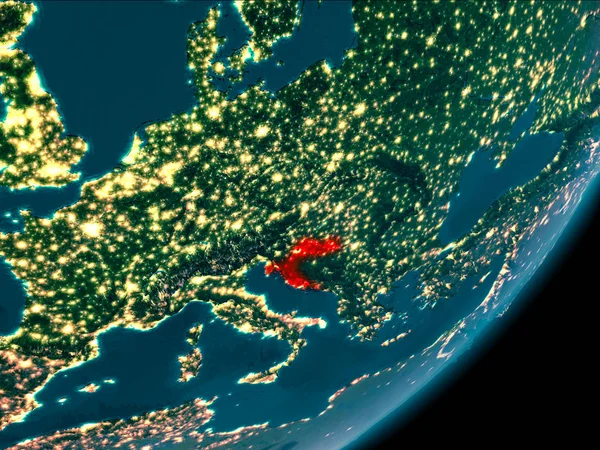 Хорватия из космоса ночью — стоковое фото