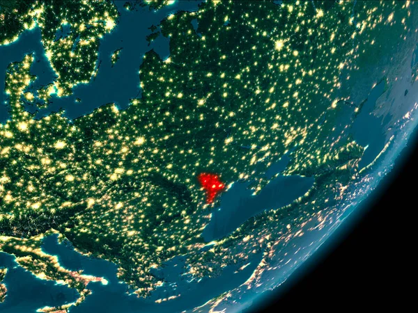 Moldavia desde el espacio por la noche —  Fotos de Stock