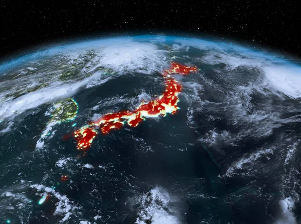 Японія з космосу вночі — стокове фото