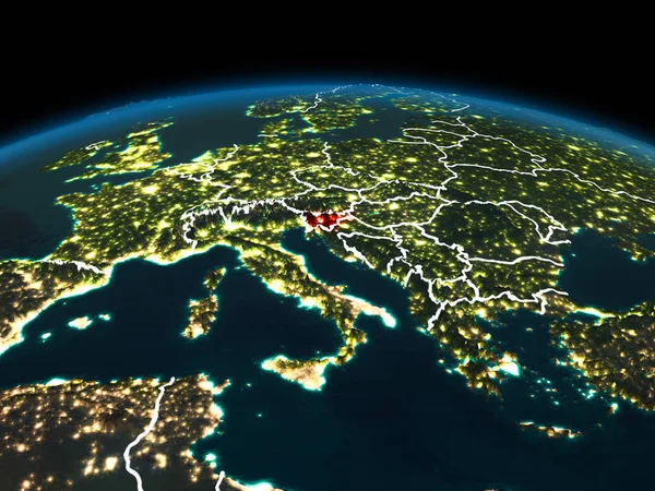 Slovenië op aarde 's nachts — Stockfoto