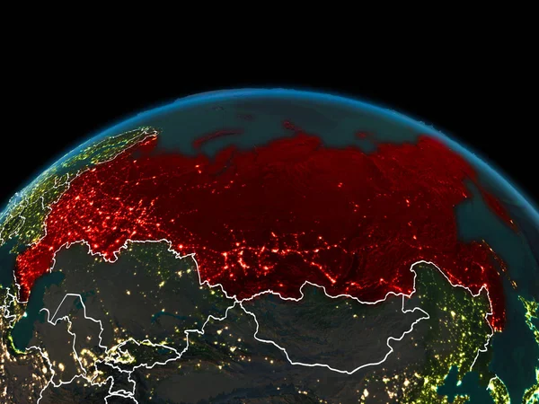 밤에 지구에 러시아 — 스톡 사진