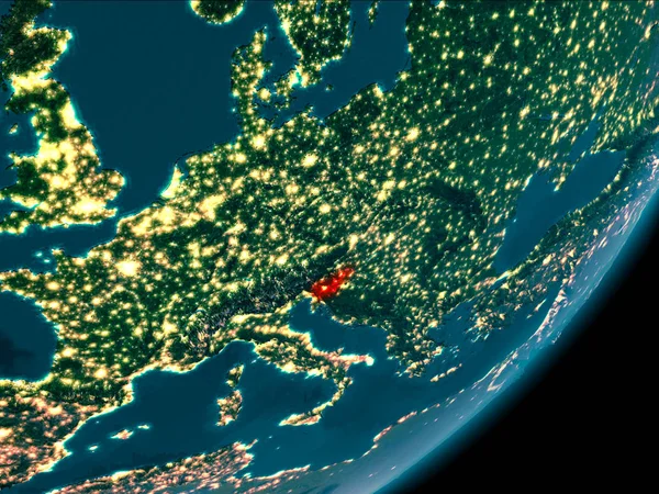 Словения ночью из космоса — стоковое фото