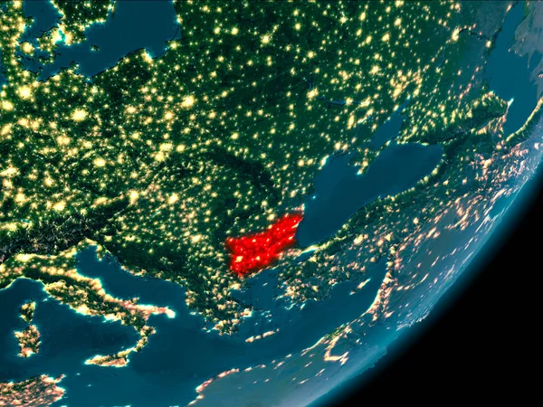 Болгария из космоса ночью — стоковое фото
