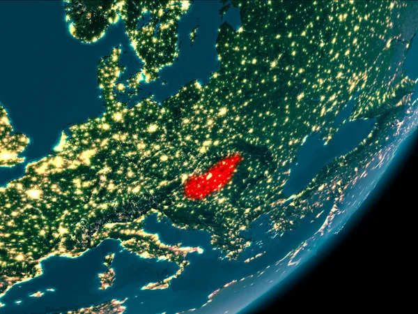 Венгрия из космоса ночью — стоковое фото