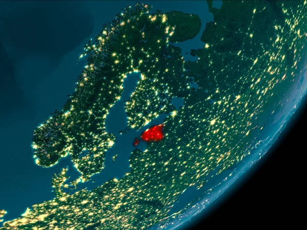 Estonia from space at night — Stock Photo, Image