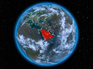 Suudi Arabistan geceleri yeryüzünde
