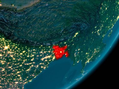 Bangladeş gece uzaydan