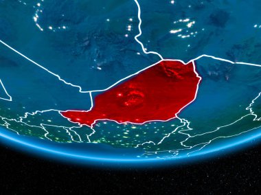 Planet Earth gece uzaydan Nijer