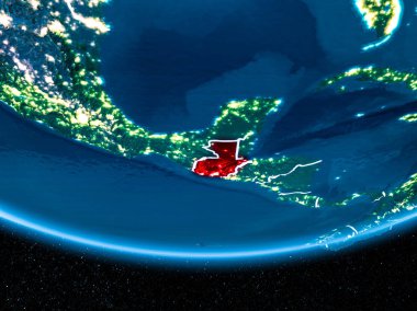 Planet Earth gece uzaydan Guatemala