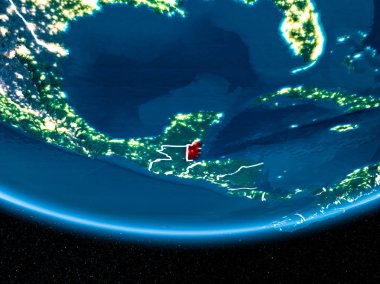 Planet Earth gece uzaydan Belize