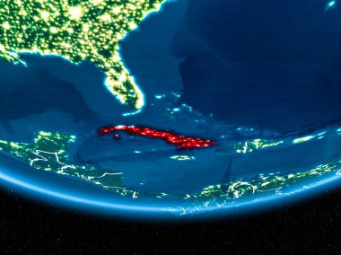 Planet Earth gece uzaydan Küba