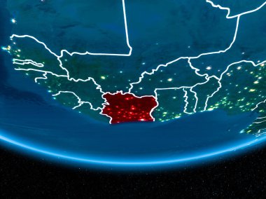 Fildişi Sahili Planet Earth gece uzaydan