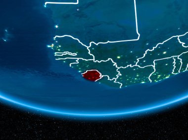 Sierra Leone Planet Earth gece uzaydan