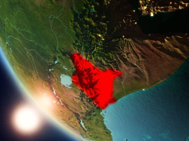 Yeryüzünde günbatımı sırasında Kenya