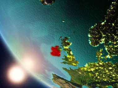 Gün batımı sırasında İrlanda'da Dünya