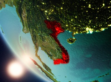 Yeryüzünde günbatımı sırasında Vietnam