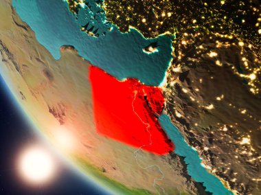 Yeryüzünde günbatımı sırasında Mısır