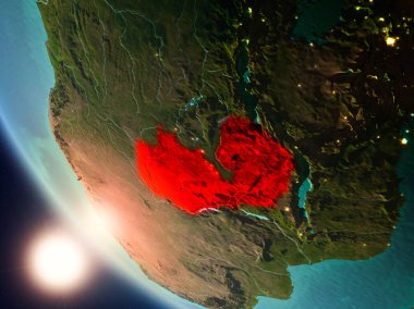 Yeryüzünde günbatımı sırasında Zambiya