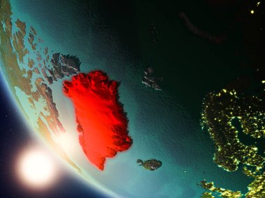 Yeryüzünde günbatımı sırasında Grönland