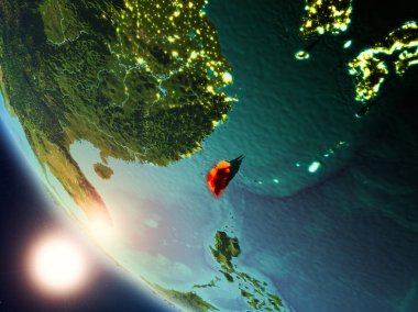 Yeryüzünde günbatımı sırasında Tayvan