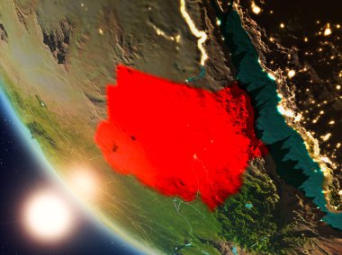 Yeryüzünde günbatımı sırasında sudan