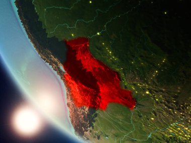 Yeryüzünde günbatımı sırasında Bolivya