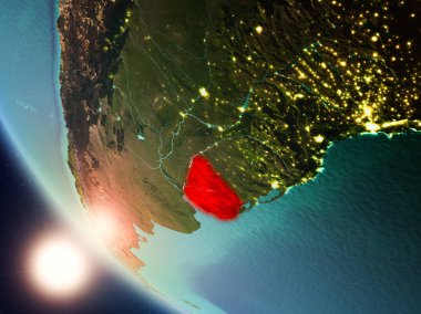 Yeryüzünde günbatımı sırasında Uruguay